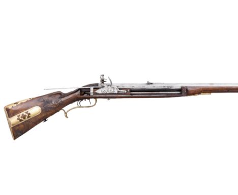 A RARE .550 CALIBRE GERMAN SUPER-IMPOSED LOAD SEVEN-SHOT SLIDING LOCK RIFLE BY F. X. WISTHALER IN MINCHEN, CIRCA 1750-60 with