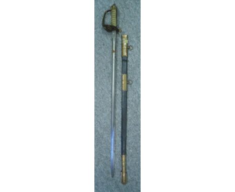 AN 1846 PATTERN NAVAL OFFICER'S SWORD BY BY J.R. GAUNT & SON LTD, LATE EDWARD THURKLE, LONDON & BIRMINGHAM with etched blade 