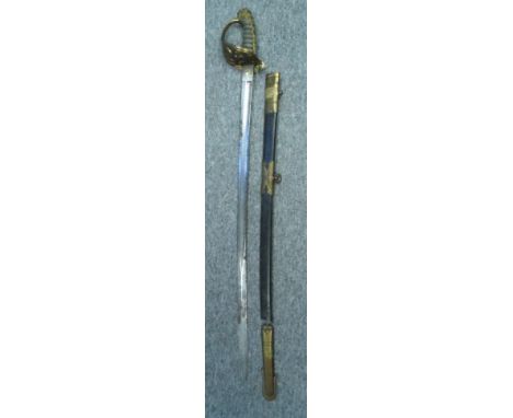 AN 1846 PATTERN NAVAL OFFICER'S SWORD BY HENRY WILKINSON, PALL MALL with etched blade including crowned VR cypher and fouled 