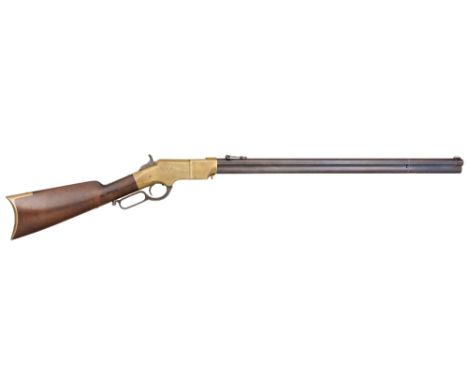 A .44 CALIBRE RIMFIRE HENRY'S PATENT LATE BRASS FRAME MODEL 1860 LEVER-ACTION RIFLE, NO. 6699, CIRCA 1864 of standard late mo