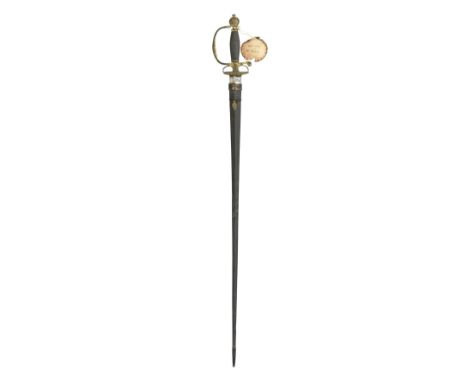 AN ENGLISH SMALL-SWORD WITH CHISELLED AND GILT HILT, CIRCA 1750, BY TRADITION THAT OF JOHN PERIAM OF BUTLEIGH with tapering b