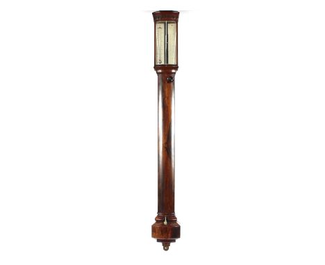 A 19th Century rosewood bow fronted cased stick barometer, by Troughton &amp; Simms, London