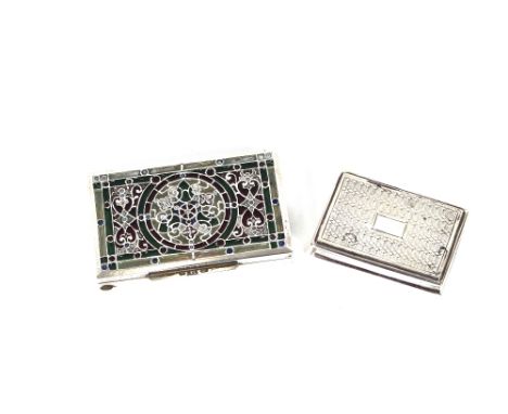 A Victorian silver vinaigrette; and a modern silver and enamel decorated patchbox, (2)
