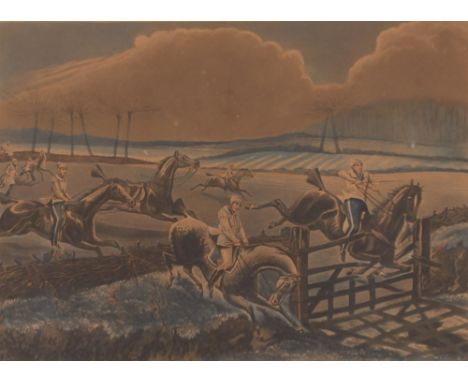 After Henry Alken, a set of four engravings, "The First Steeple Chase on Record"
