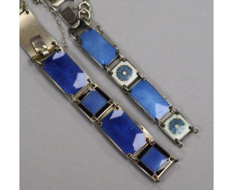 Two Norwegian sterling silver and enamel bracelets.