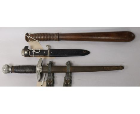 A German WWII Luftwaffe Officer's dress dagger, pattern no. 2 and two other items, the dagger blade by Paul Weyersberg & Co, 