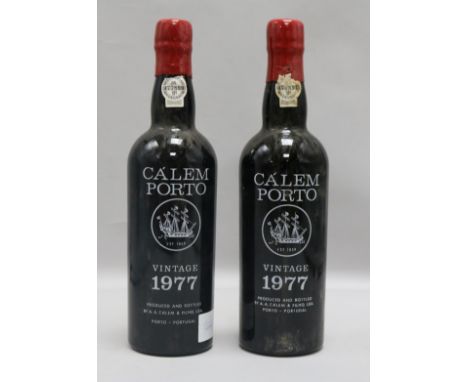 Two bottles Calem Vintage Port 1977
