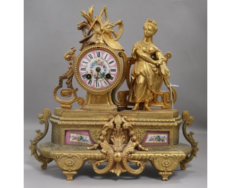A French gilt spelter mantel clock