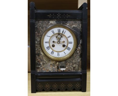 A late Victorian black marble Aesthetic cased eight day clock width 22cm height 36cm