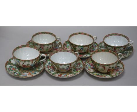 A set of six Cantonese cups and saucers