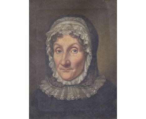 19th century German school, oil on canvas, Portrait of a Baroness 27 x 21cm