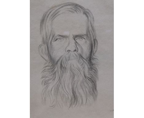 William Rothenstein, pencil sketch, portrait of an Indian gentleman, signed monogram, inscribed "Oakridge", dated 1913