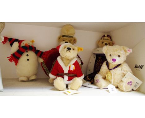 Teddy Bears - Steiff bears to include Diamond Jubilee, Christmas, Coronation,Snowman (5)