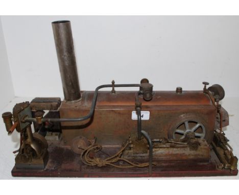 Model steam engine - a static marine engine with generator, horizontal steam engine with horizontal steam pump
