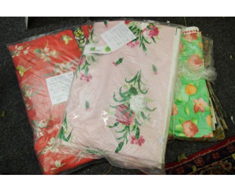 Textiles - various unused fabric - black linen peony and magnolia and bird, 125cm x 108cm;  Osbourne and Litle Aldery 150cm w