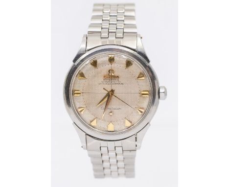 Omega- a gentleman's vintage steel cased Omega Constellation Automatic Chronometer wristwatch, comprising a signed silver tex