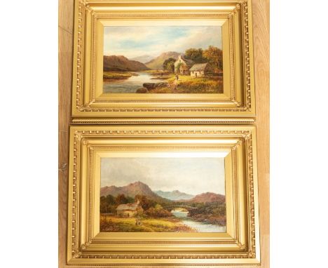 Martin M Jacobi (British, b.1834)Cottage at Pont Aberglasslyn, North Wales & Cottage at (indistinct title)a pair, oil on canv
