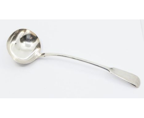 A George IV silver fiddle pattern soup ladle, hallmarked by John Harris IV., London, 1828, approx 7.49 ozt (233.1 grams)&nbsp