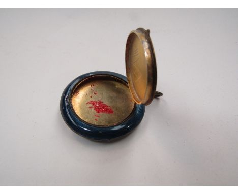 A blue enamelled snuff box for a watch chain (slight damage)