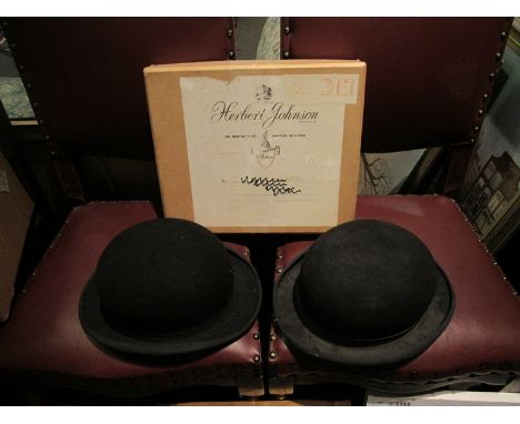 Two vintage hunting Bowler hats