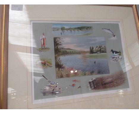 A Richard Robjent signed sporting print, framed and glazed  