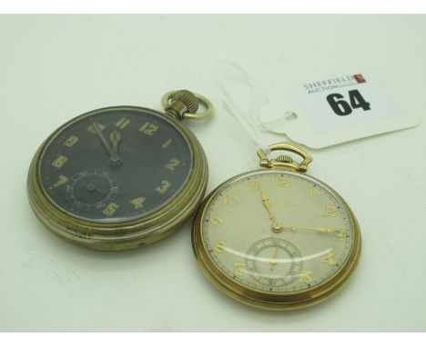 Bulova; A 10K Rolled Gold Plate Slim Cased Openface Pocketwatch, the signed dial with Arabic numerals and seconds subsidiary 