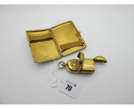 An "18ct Gold Filled" Combination Vesta Case / Sovereign Holder, together with a rectangular cigarette case, inside stamped "