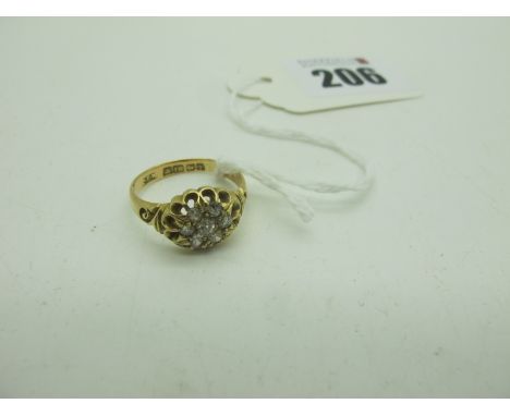 An 18ct Gold Diamond Set Ring, set with old cut stones, Birmingham 1910 (finger size N) (3grams).
