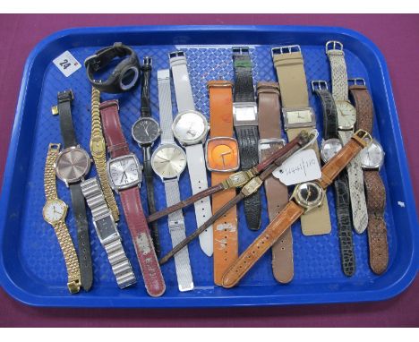 A Dainty Vintage 9ct Gold Cased Ladies Wristwatch, on a strap, together with collection of assorted vintage and modern ladies
