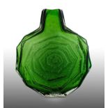 Whitefriars - Geoffrey Baxter: A Large Textured Range Banjo Glass Vase, in meadow green, pattern