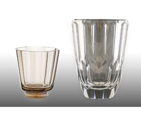 Simon Gate (1883-1945) for Orrefors: A Facetted Clear Glass Vase, signed orrefors 1936 GA1505/1,18.5cm high; and A Facetted S