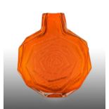 Whitefriars - Geoffrey Baxter: A Large Textured Range Banjo Glass Vase, in tangerine, pattern
