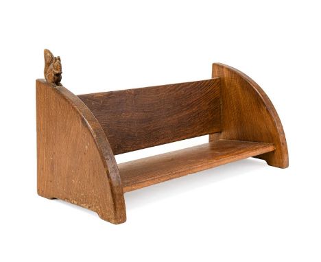 Squirrelman: Wilfrid Hutchinson (Husthwaite): An English Oak Book Trough, with carved squirrel trademark, 47cm