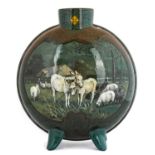 Hannah Bolton Barlow (1851-1916): A Doulton Lambeth Faience Moon Flask, painted with donkeys and