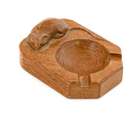 Workshop of Robert Mouseman Thompson (Kilburn): An English Oak Ashtray, of standard rectangular form, with carved mouse trade