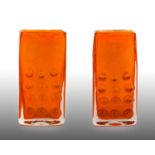 Whitefriars - Geoffrey Baxter: A Pair of Textured Range Rectangular or Mobile Phone Glass Vases,