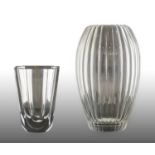 Edward Hald (1883-1980) for Orrefors: A Clear Glass Vase, of swollen ovoid form with repeat vertical