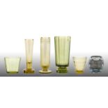 Elis Bergh (1881-1954) for Kosta: A Topaz Glass Vase, four engraved lines, engraved Kosta 1938 B940,