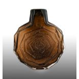 Whitefriars - Geoffrey Baxter: A Large Textured Range Banjo Glass Vase, in cinnamon, pattern 9681,