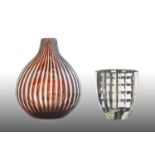 Edvin Ohrstrom (1906-1994) For Orrefors: An Ariel Glass Vase, coloured with red glass cased in