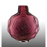 Whitefriars - Geoffrey Baxter: A Large Textured Range Banjo Glass Vase, in aubergine, pattern