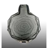 Whitefriars - Geoffrey Baxter: A Large Textured Range Banjo Glass Vase, in pewter, pattern 9681,