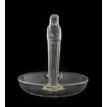 René Lalique (French, 1860-1945): Statuette de la Fontaine: A Frosted and Clear Glass Cendrier, of
