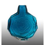 Whitefriars - Geoffrey Baxter: A Large Textured Range Banjo Glass Vase, in kingfisher blue,