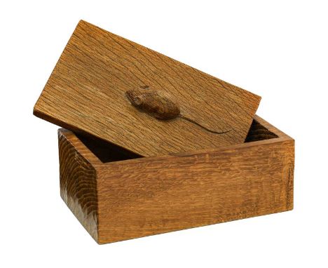 Workshop of Robert Mouseman Thompson (Kilburn): An English Oak Trinket Box and Cover, of rectangular form, the cover with car