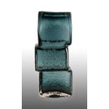 Whitefriars - Geoffrey Baxter: A Large Textured Range Drunken Bricklayer Glass Vase, in indigo,