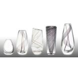 Vicke Lindstrand (1904-1983) for Kosta: A Blown Clear Glass Vase, with spiral purple strands,