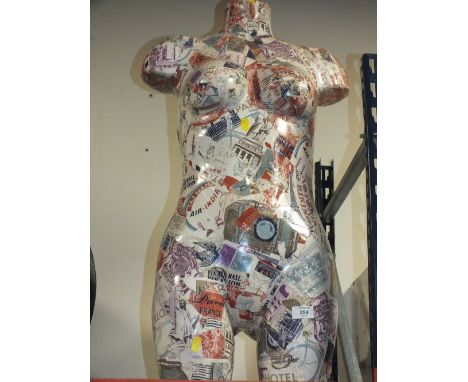 A PAPIER MACHE EFFECT FEMALE MANNEQUIN TORSO