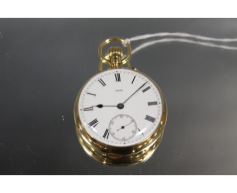 A HALLMARKED 18 CARAT GOLD OPEN FACED MANUAL WIND POCKET WATCH, movement No. 78152, engraved Co-operative Society Army &amp; 