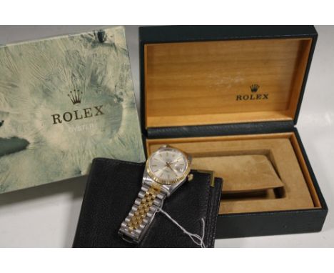 ROLEX - A BI COLOUR OYSTER PERPETUAL DATEJUST SUPERLATIVE CHRONOMETER, with insurance certificate stating model number 16233 